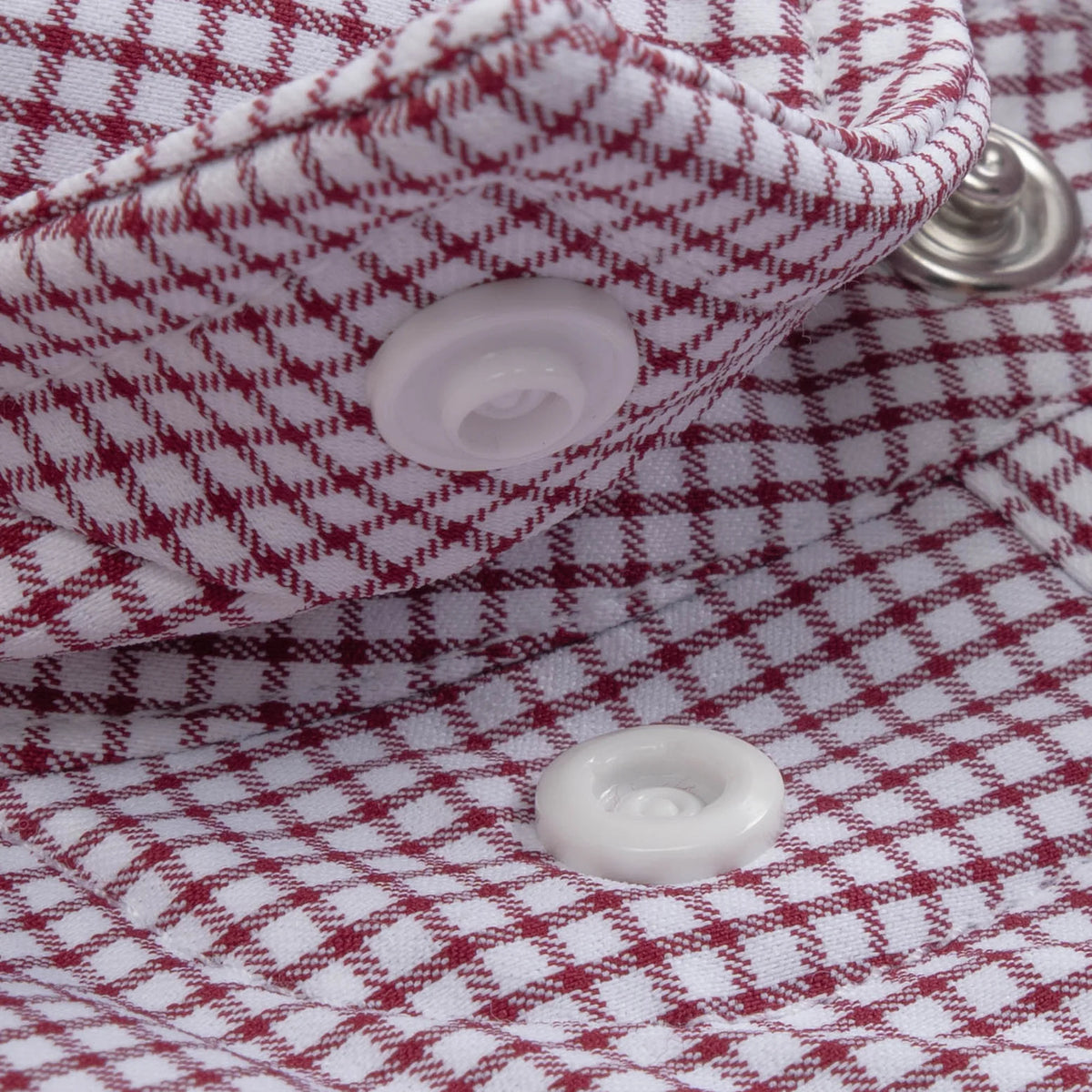 Poncho Men's Maroon Microcheck "The Howdy" Pearl Snap Shirt 