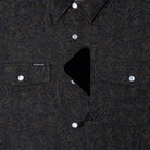 Men's Poncho "The John Coffee" Black Floral Print Short Sleeve Snap Shirt 