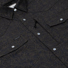 Men's Poncho "The John Coffee" Black Floral Print Short Sleeve Snap Shirt 