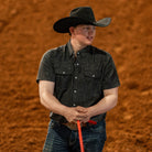 Men's Poncho "The John Coffee" Black Floral Print Short Sleeve Snap Shirt 