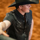 Men's Poncho "The John Coffee" Black Floral Print Short Sleeve Snap Shirt 