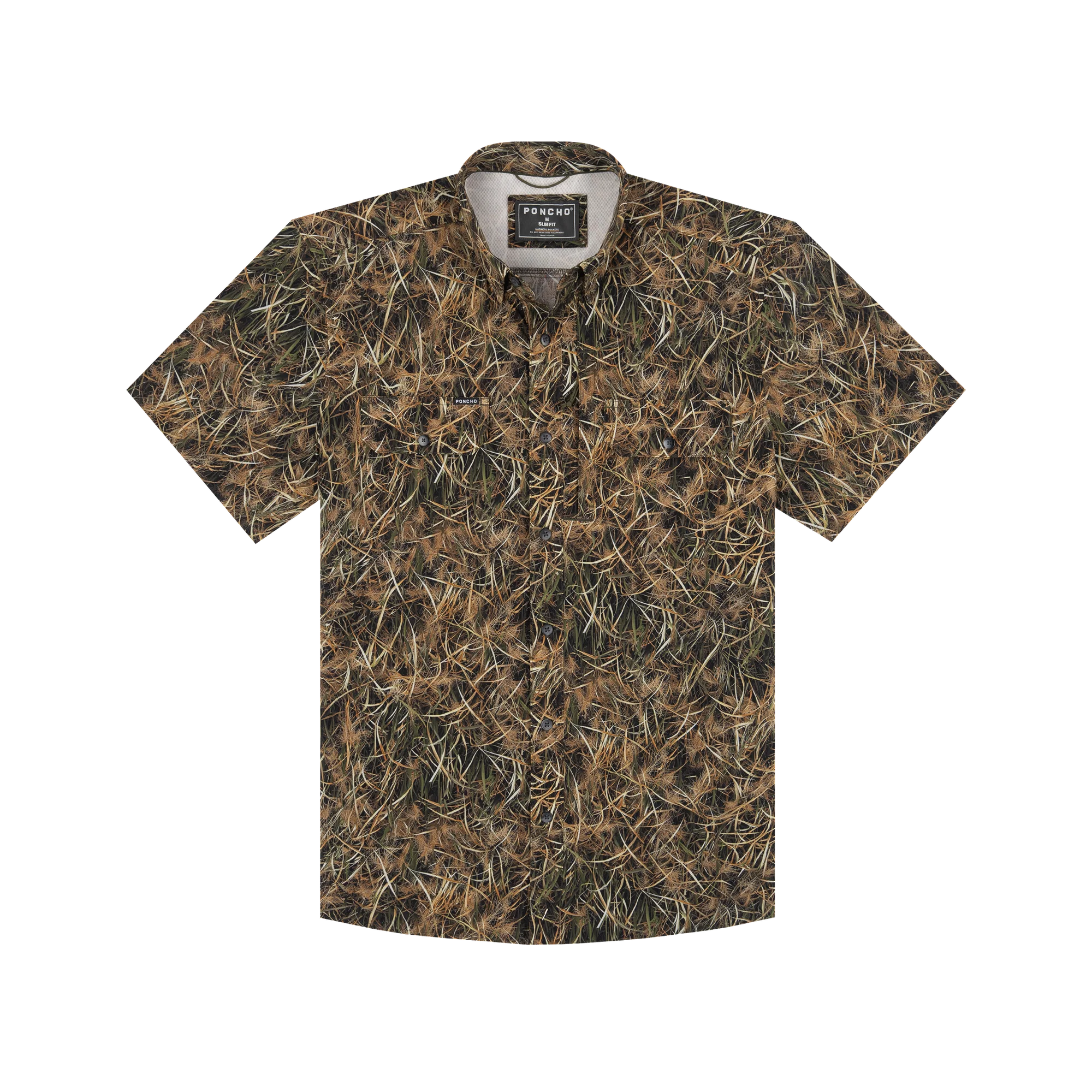 Poncho Men's The Layout Blind Short Sleeve Button Up Shirt 