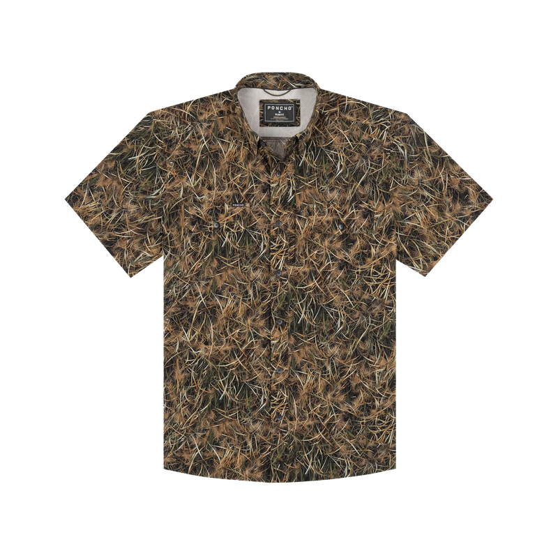Poncho Men's The Layout Blind Short Sleeve Button Up Shirt 