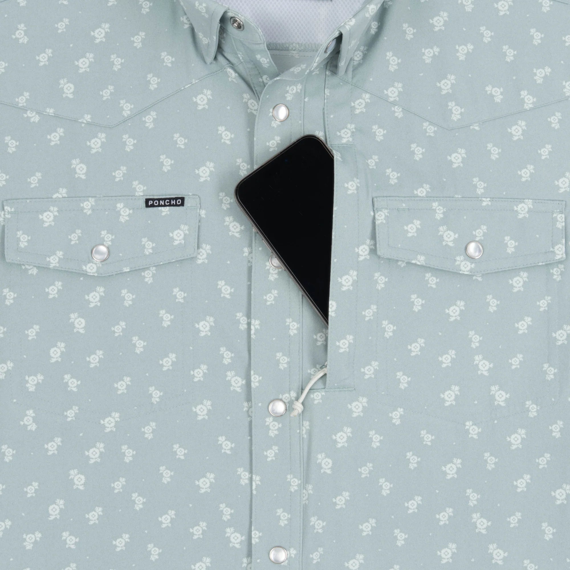Men's Poncho Long Sleeve "The St.Helens" Pearl Snap Shirt 