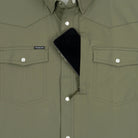 Poncho Men's Short Sleeve The Sabine Moss Green Snap Shirt