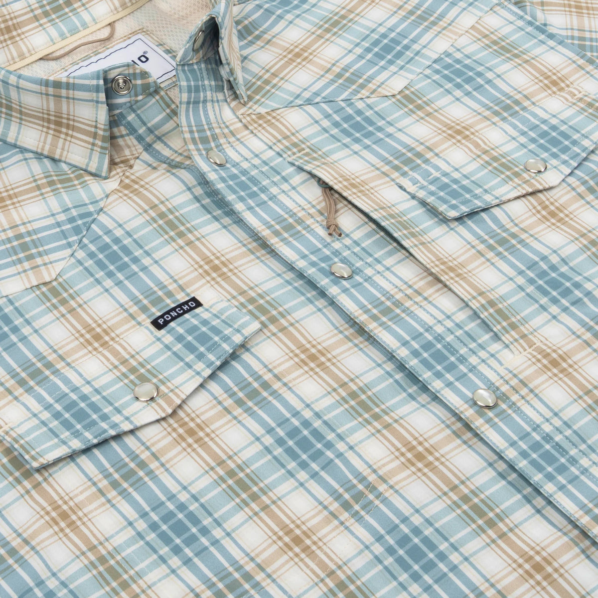 Poncho Men's Brown and Green Plaid "The Sandbar" Pearl Snap Shirt 