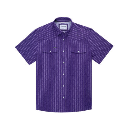 Men's Poncho "The Stockyard" Short Sleeve Pearl Snap Shirt