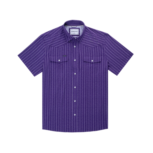 Men's Poncho "The Stockyard" Short Sleeve Pearl Snap Shirt