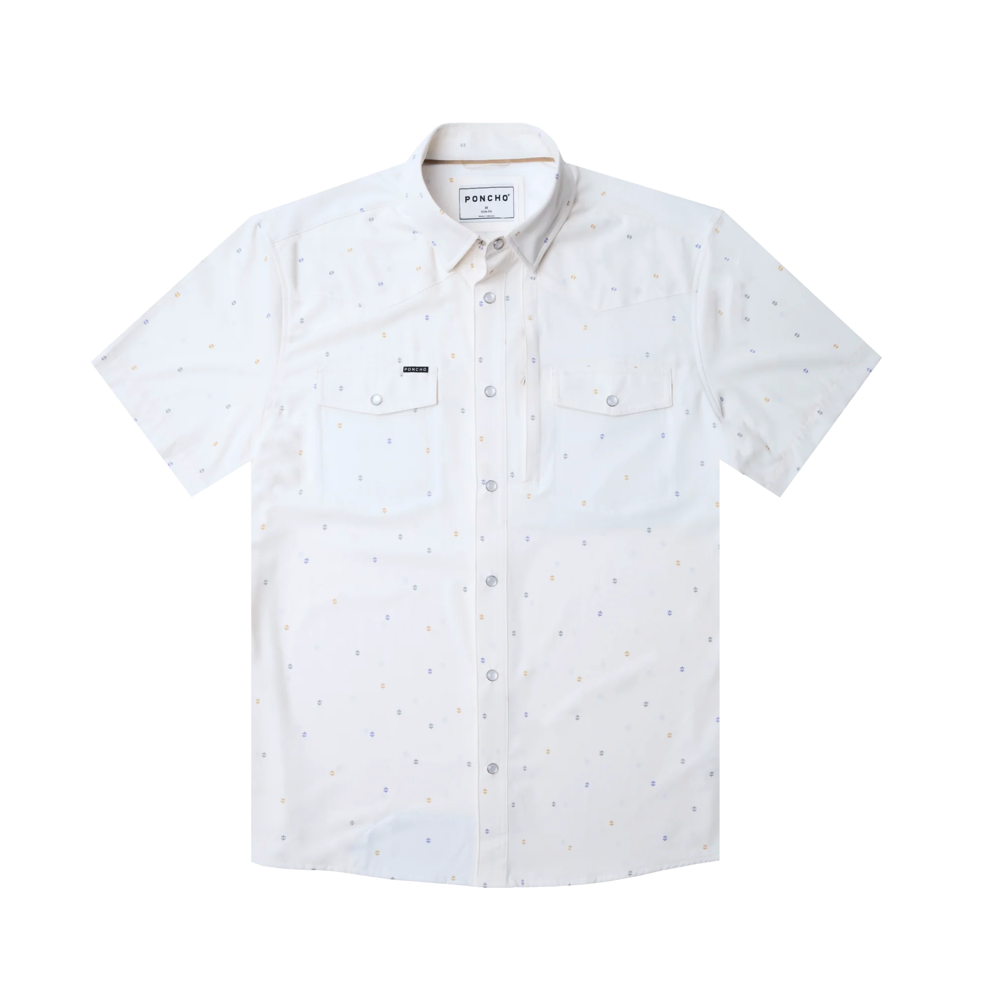 Men's Poncho The Tchoupitoulas White Short Sleeve Snap Shirt 