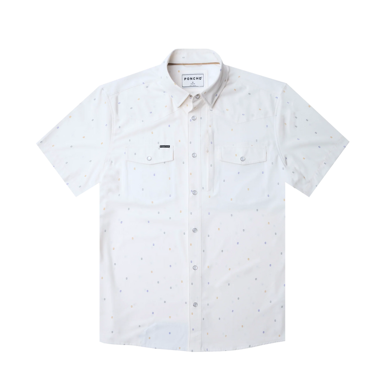 Men's Poncho The Tchoupitoulas White Short Sleeve Snap Shirt 