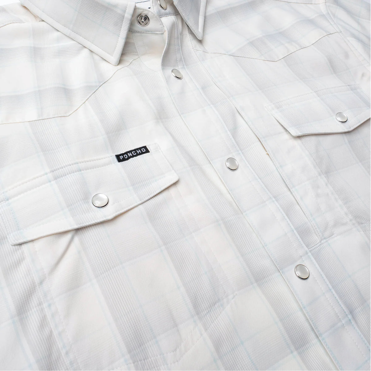Poncho Men's Long Sleeve The Kalispell Gray Plaid Snap Shirt 