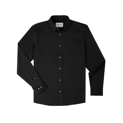 Men's Poncho "The Cast Iron" Black Long Sleeve Button Up Shirt 