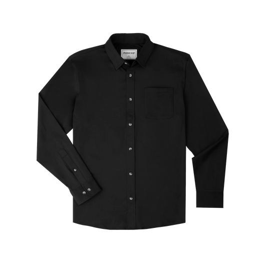 Men's Poncho "The Cast Iron" Black Long Sleeve Button Up Shirt 