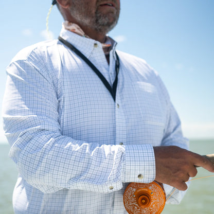 Men's Poncho "The Palmetto" White Long Sleeve Button Up Shirt 