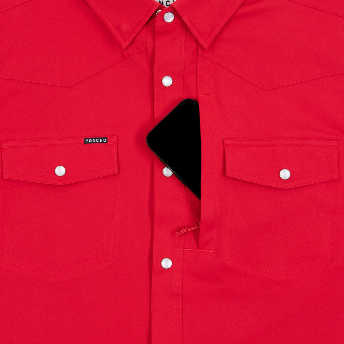 Poncho Men's Red "The Play Action" Pearl Snap Shirt 