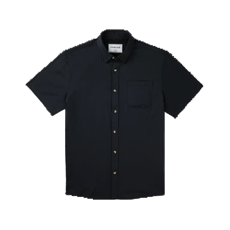 Men's Poncho Black "The Smokestack" Short Sleeve Button Up 