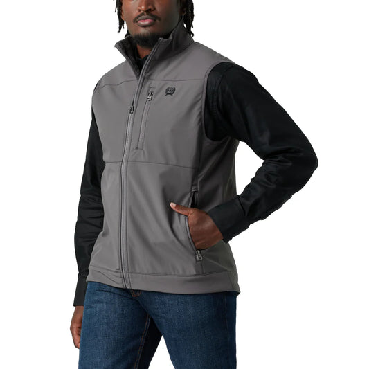Men's Cinch Gray Windproof Zip Up Vest 