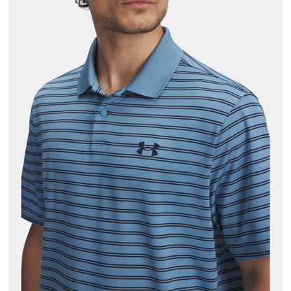 Men's Under Armour Blu Matchplay Stripe Polo 1377376-422 - Crazy House Western Wear