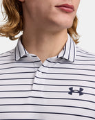 Under Armour Men's White/Gray and Navy Matchplay Striped Polo 6010980-100