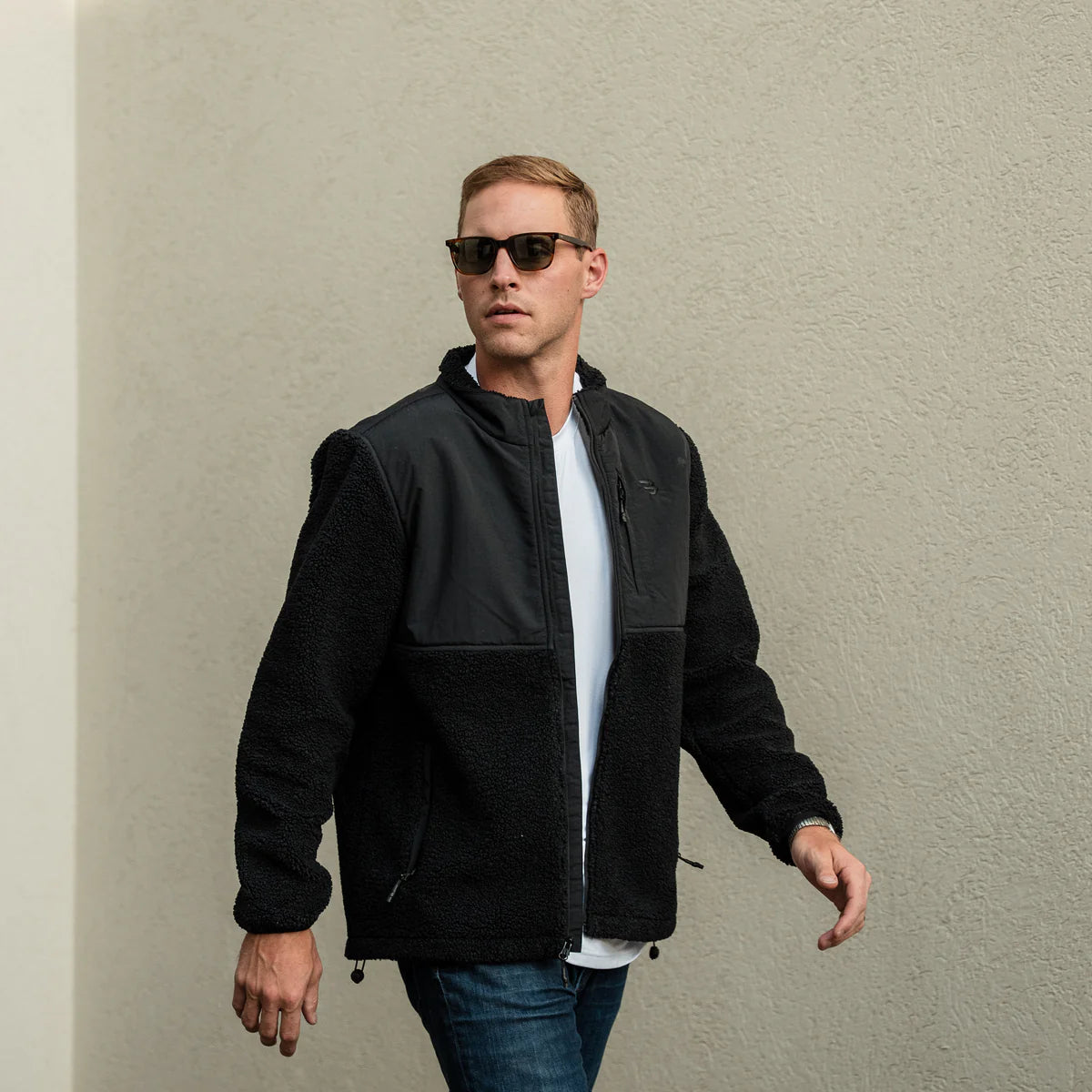 Men's Burlebo Black Sherpa Full Zip Jacket 