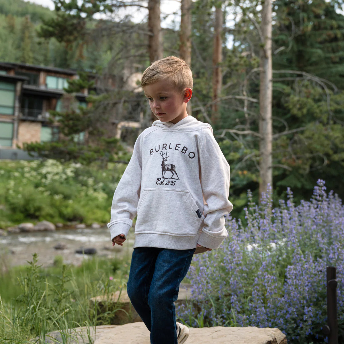 Boy's Burlebo Heather Oatmeal Whitetail Deer Fleece Hoodie 