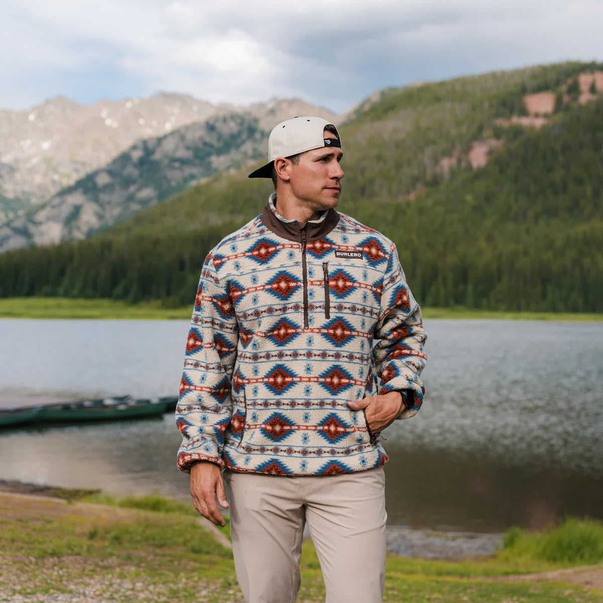 Men's Burlebo Quarter Zip Arizona Aztec Mountain Fleece Sherpa 