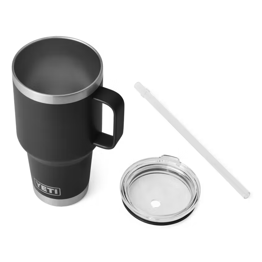 Yeti 35OZ Black Straw Mug Tumbler YRAM35BLKSTR