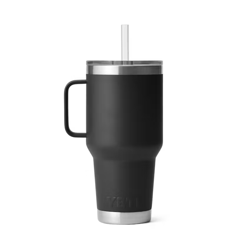 Yeti 35OZ Black Straw Mug Tumbler YRAM35BLKSTR