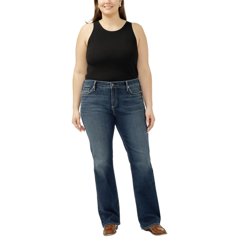 Women's Silver Elyse Mid Rise Slim Bootcut Luxe Stretch Jeans Plus Size W03719CVB462