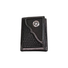 Men's Cowboy Chrome Black Western Star Concho Accent Trifold Wallet W371