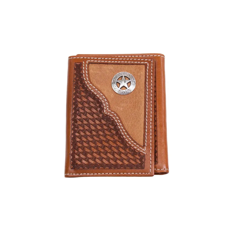 Men's Cowboy Chrome Western Star Concho Accent Trifold W378