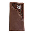 Men's Cowboy Chrome Brown Western Star Concho Nailhead Accent Rodeo Wallet W475