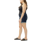 Women's Silver Bonita Boyfriend Mid Rise Luxe Stretch Shorts Plus Size W53216CVS495