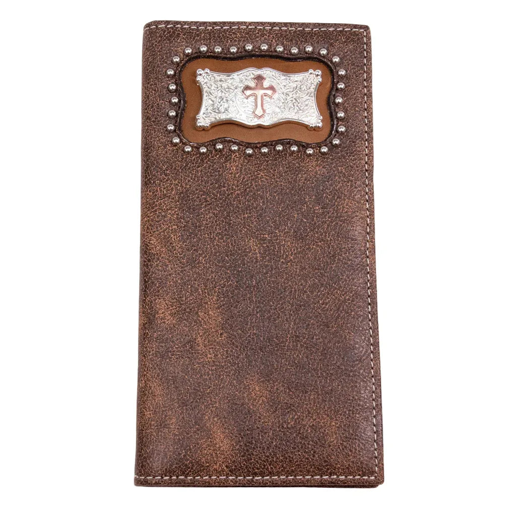 Men's Cowboy Chrome Brown Distressed Square Cross Rodeo Style W554