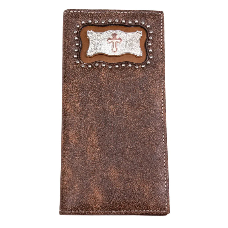 Men's Cowboy Chrome Brown Distressed Square Cross Rodeo Style W554