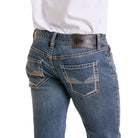 Men's Rock and Roll Denim Raised Embroidered Revolver Medium Vintage Jeans BM1PD06696