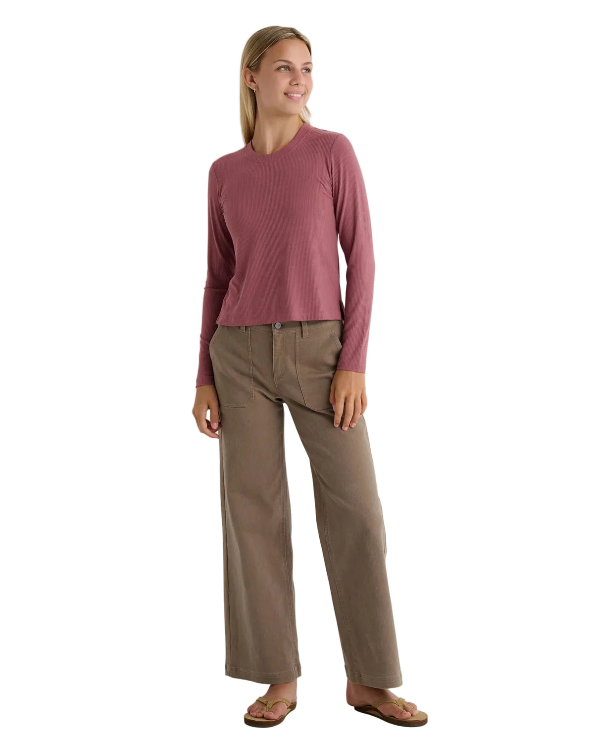 Free Fly Women's Plum Ribbed Bamboo Long Sleeve Top WRIBLS-672