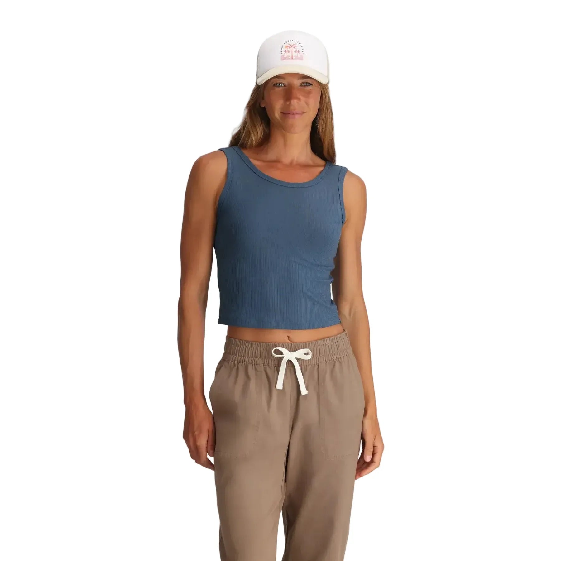 Women's Free Fly Pacific Blue Ribbed Bamboo Tank Top WRIBT-421