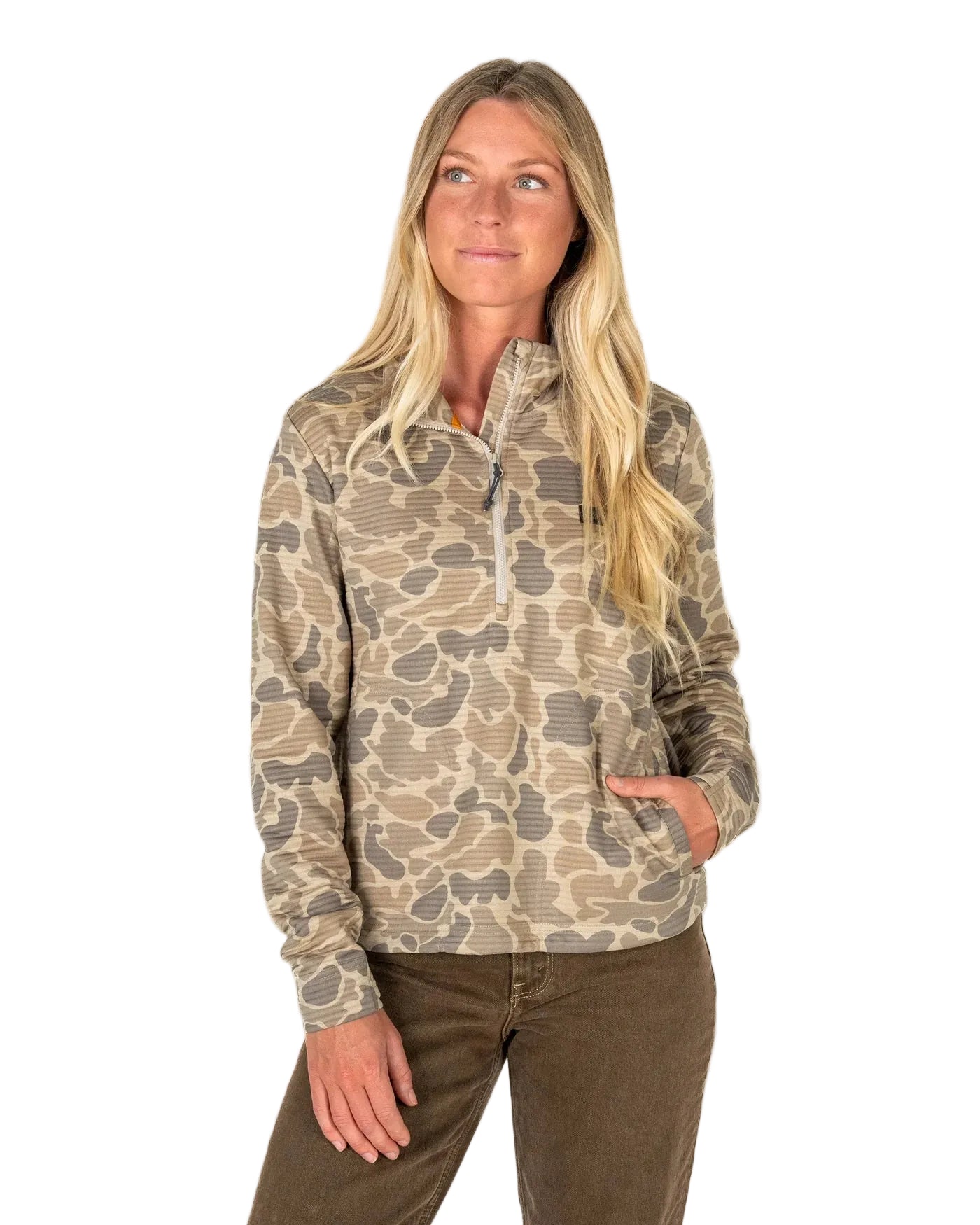 Marsh Wear Women's Khaki Mallard Camo Sullivan Hagood Tech 1/4 Zip Fleece WWF1010