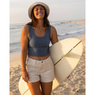 Women's Free Fly Pacific Blue Ribbed Bamboo Tank Top WRIBT-421