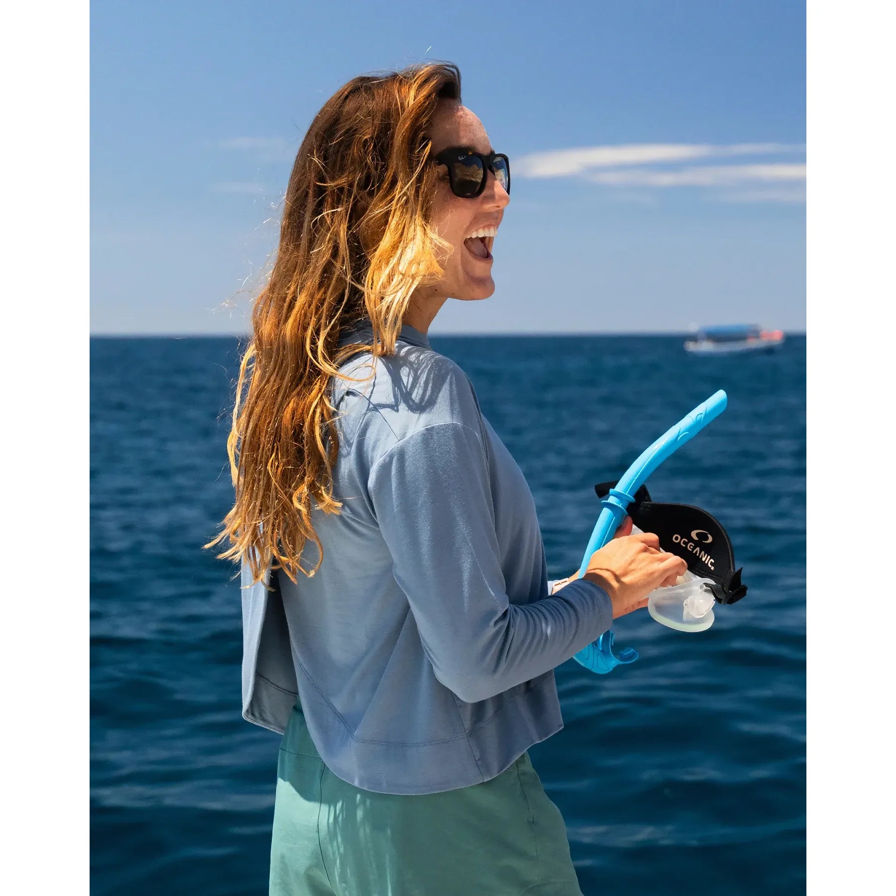 Women's Free Fly Pacific Blue Bamboo Shade Crossover Hoodie FF612-421