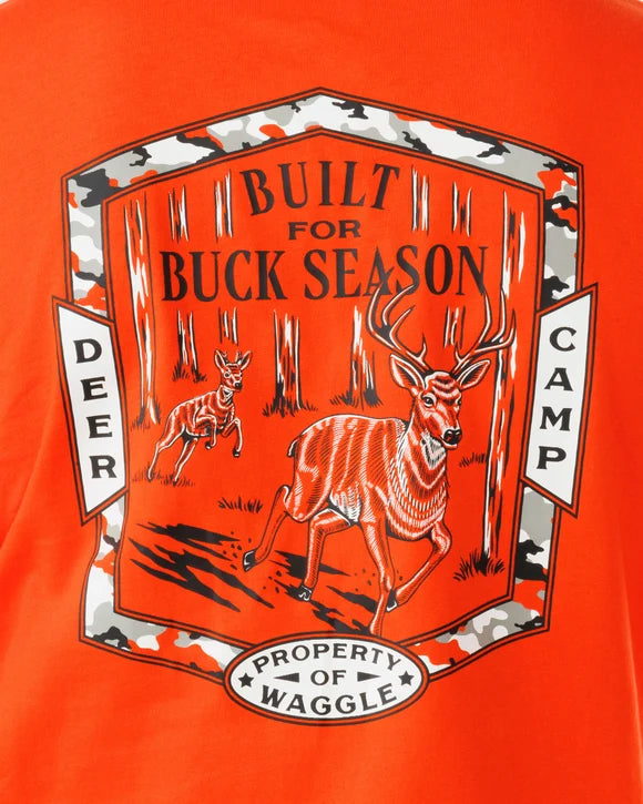 Waggle Boy's Orange Deer Camp Long Sleeve T-shirt 
