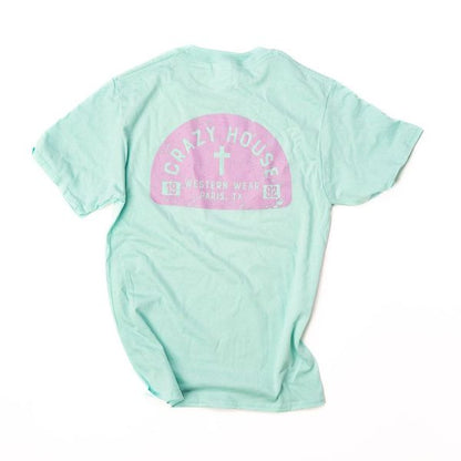 Teal and Lilac Cross Crazy House Specialty Shirt - Crazy House Western Wear