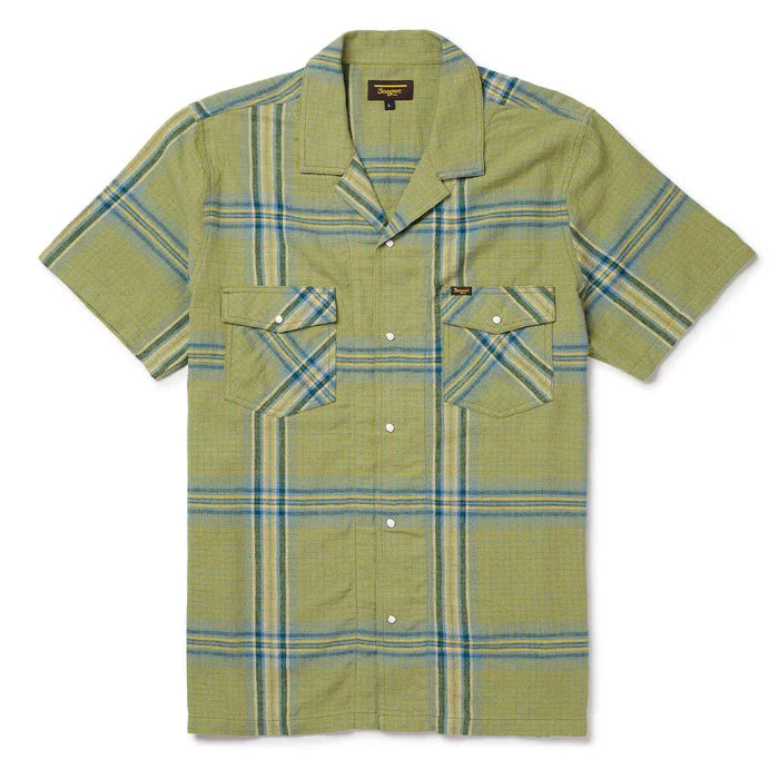 Men's Seager Moss Grid Plaid Whippersnapper Short Sleeve Shirt MSSP26WHIPGRN