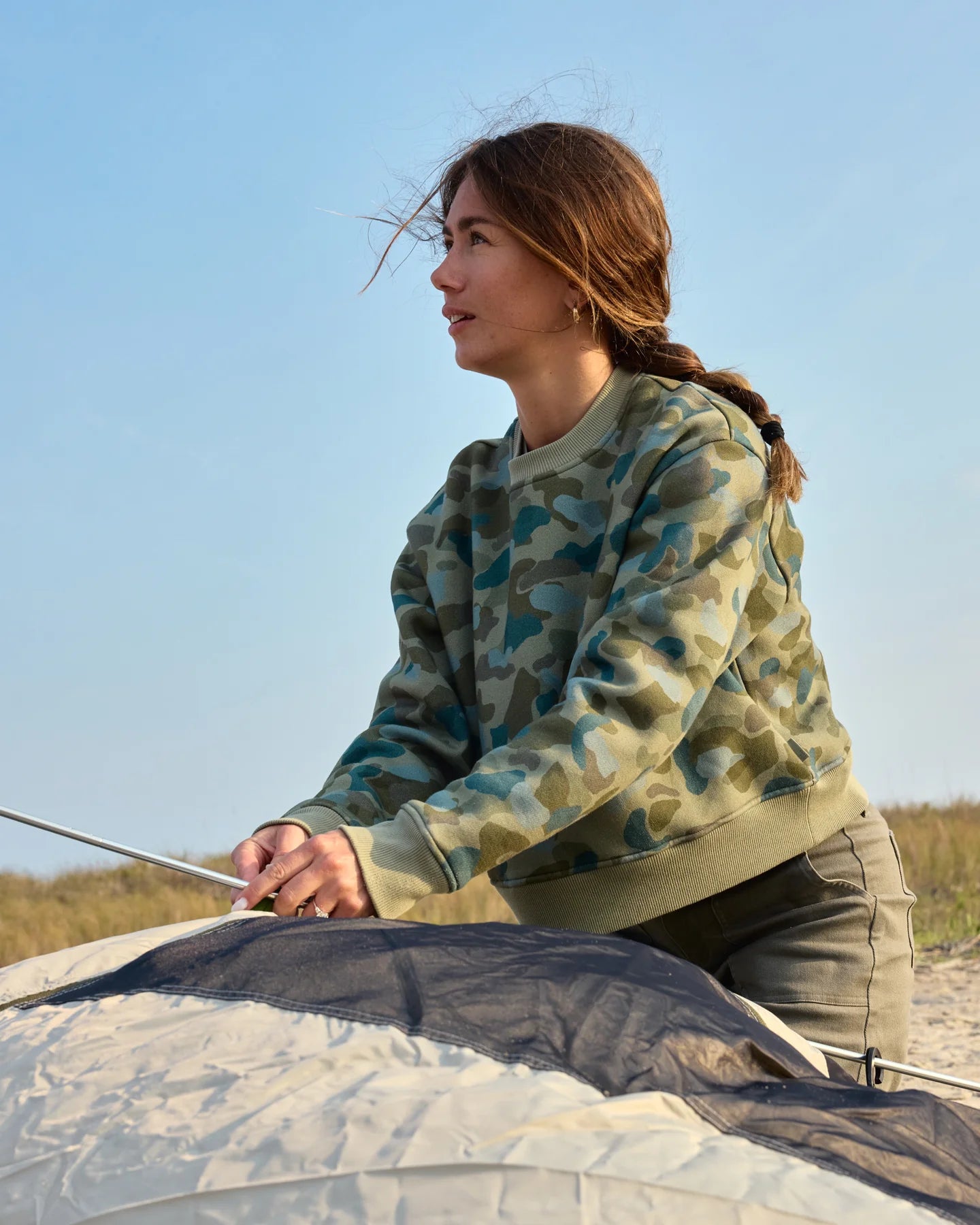 Free Fly Women's Camo Bamboo Northcoast Fleece Crew Neck WNCCREW-P040