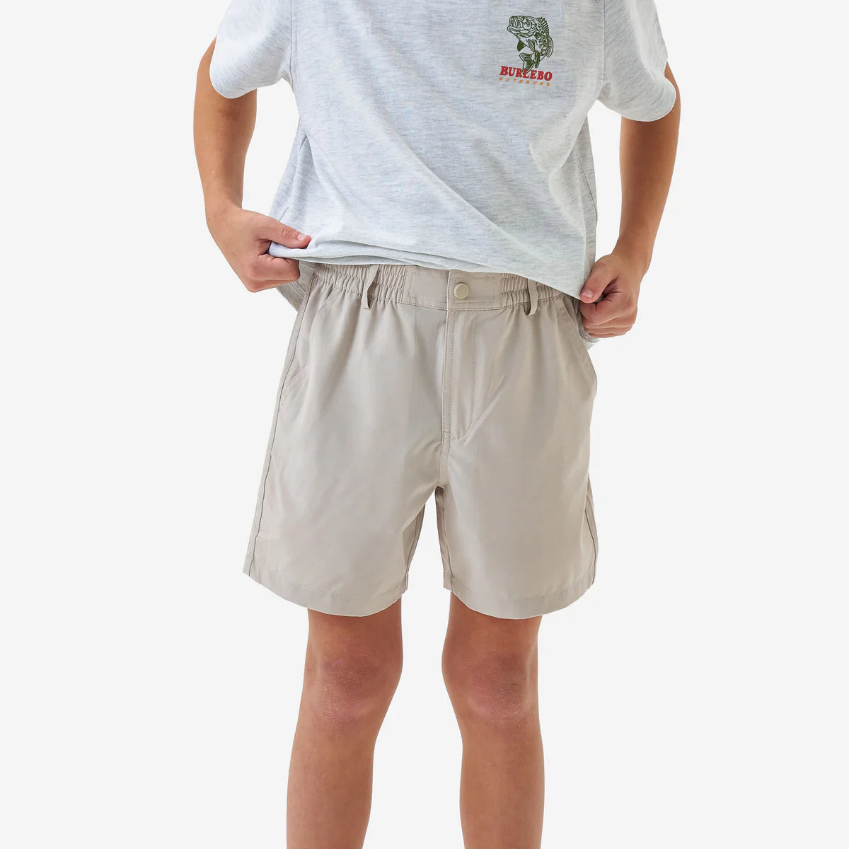 Boy's Burlebo Old Glory Pocket Light Khaki Everyday Shorts Y-ES-LK-OLDG