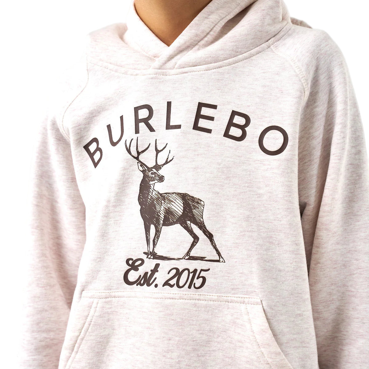 Boy's Burlebo Heather Oatmeal Whitetail Deer Fleece Hoodie 