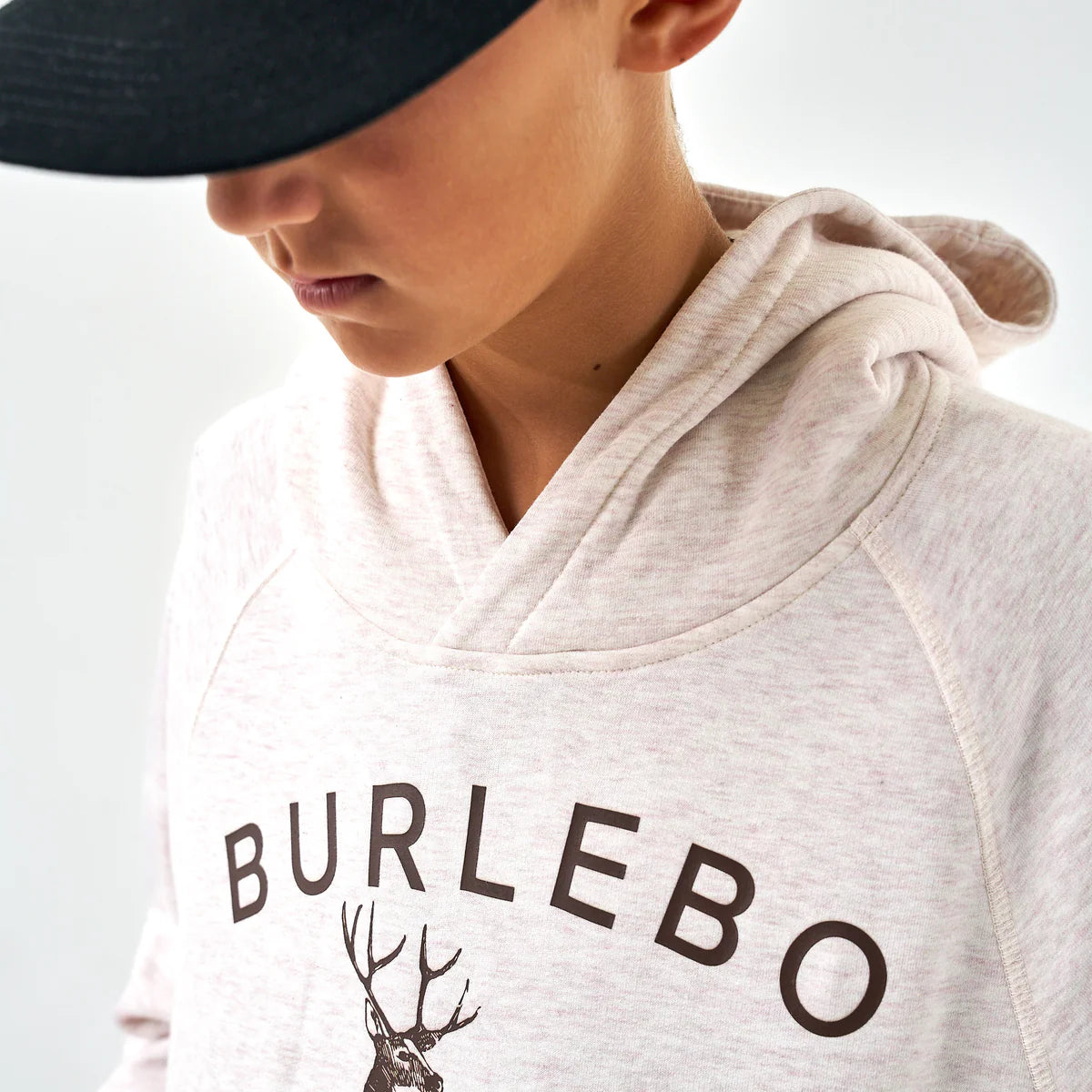 Boy's Burlebo Heather Oatmeal Whitetail Deer Fleece Hoodie 