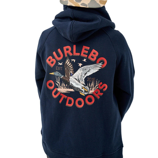 Boy's Burlebo Navy Old School Duck Hunt Fleece Hoodie