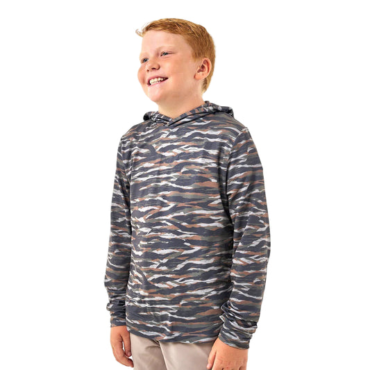 Boy's Burlebo Performance Hoodie Tiger Stripe Camo- Wetland Y-PH-TSC-WET